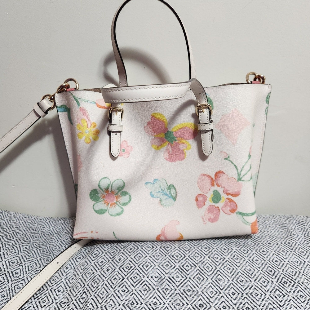 Coach White and Pink Floral Tote Bag - Picture 2 of 4